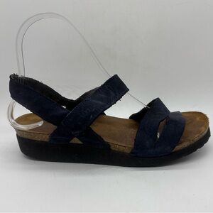 Naot Kayla Sandal Blue Women’s Sz 6 EU 37 Sling Back Open Toe Comfort Cork Wedge